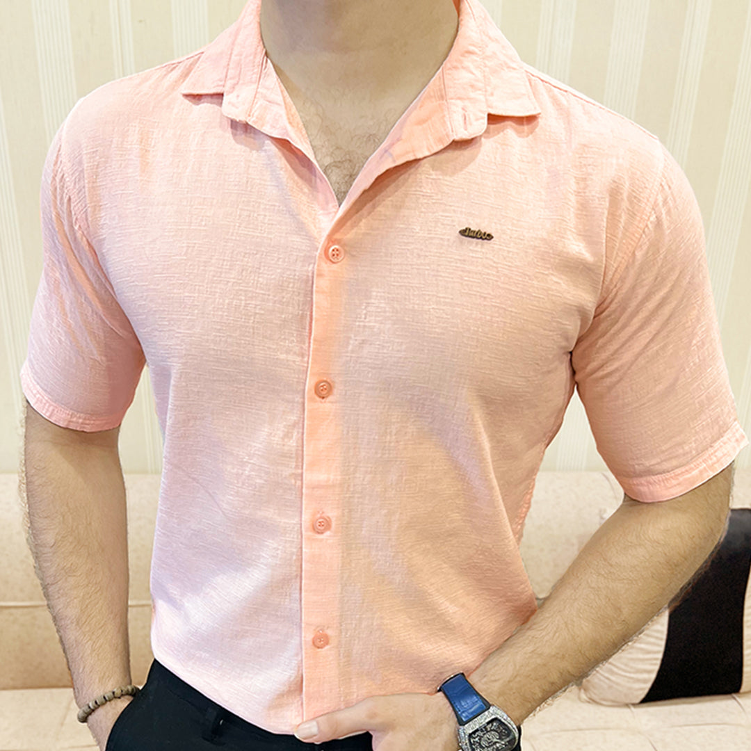 Turbo Textured Relaxed Fit Casual Shirt In Light Pink