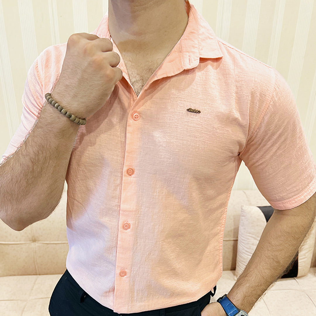 Turbo Textured Relaxed Fit Casual Shirt In Light Pink