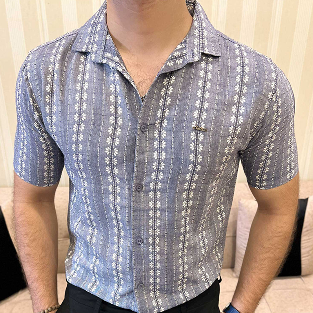 Turbo Cubin Textured Striped Casual Shirt In Light Purple