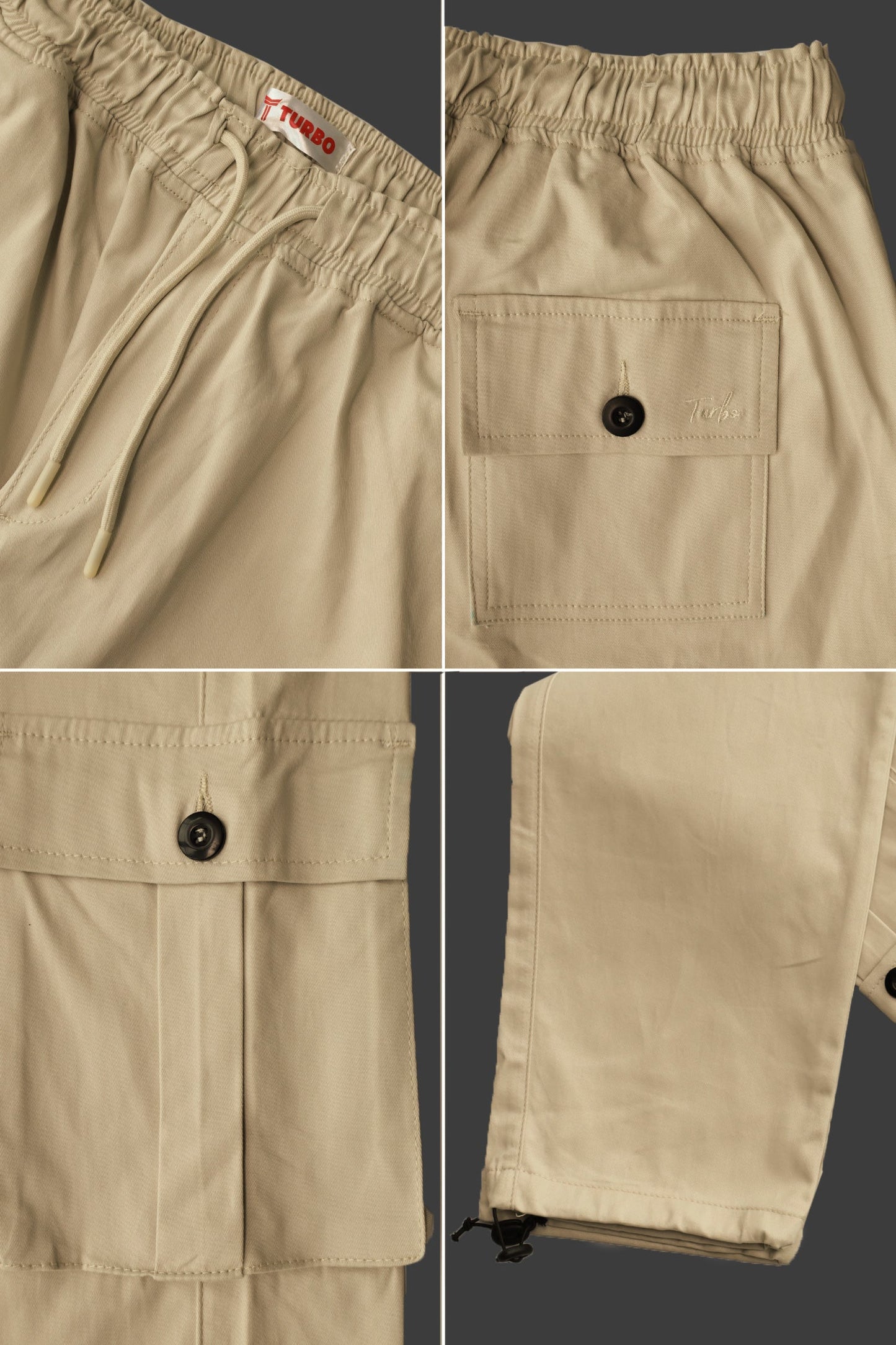 Turbo's 6 Pockets Loose Bottom Cargo Trouser In Light Skin