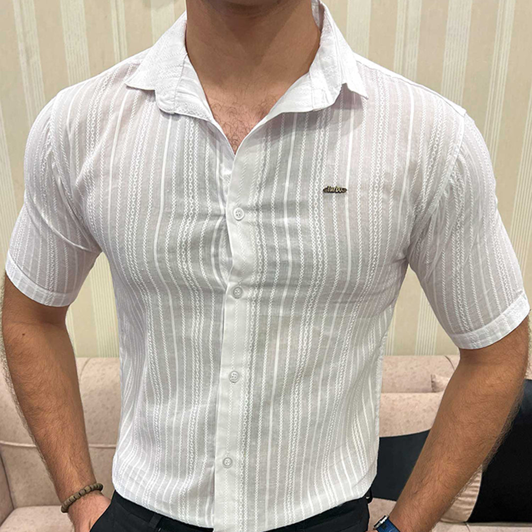Turbo Textured Champ Casual Shirt In White