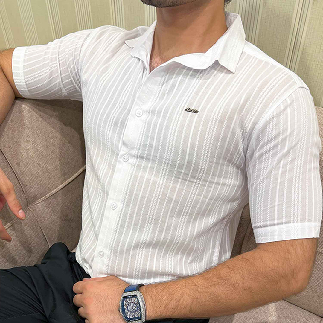 Turbo Textured Champ Casual Shirt In White