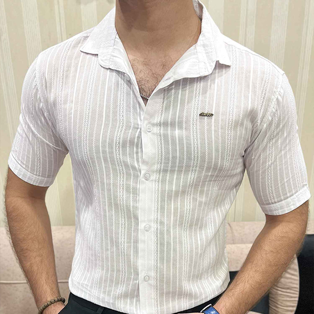 Turbo Textured Champ Casual Shirt In White