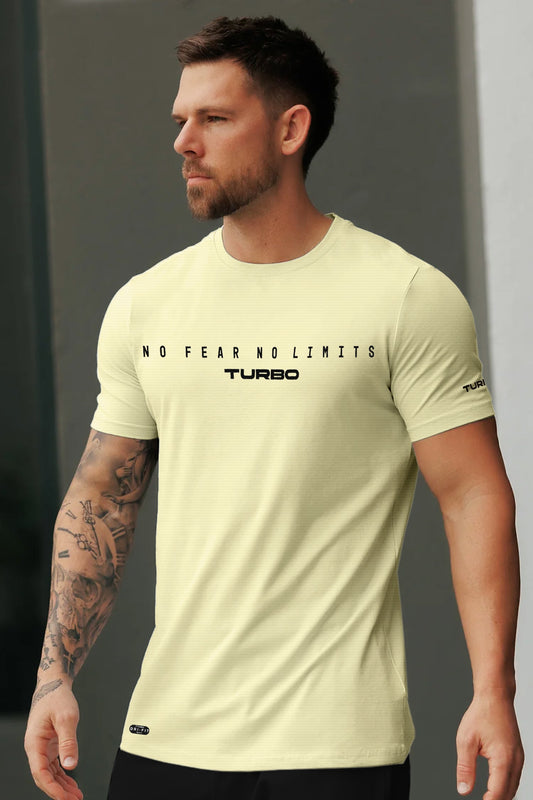 Turbo Motivational Quote ClimaCool Dry-Fit Tee In Light Yellow