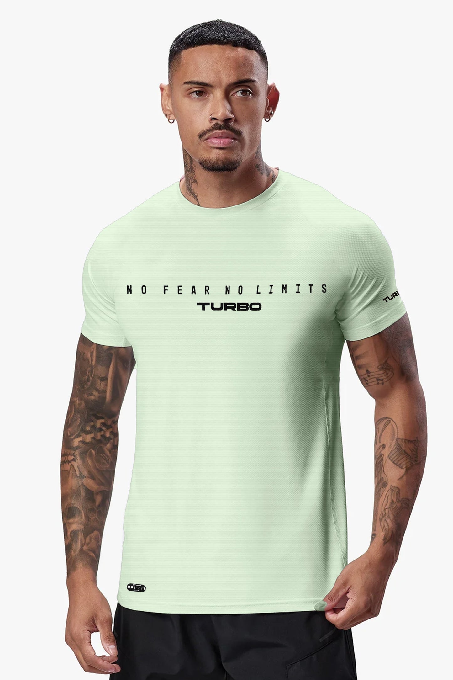 Turbo Motivational Quote ClimaCool Dry-Fit Tee In Sea Foam