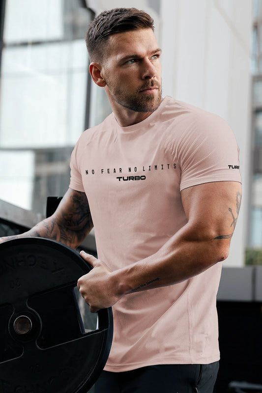 Turbo Motivational Quote ClimaCool Dry-Fit Tee In Light Pink