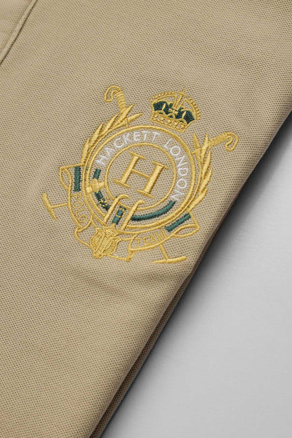 Hackt Lndn Heritage Crown Graphic Men's Polo Shirt In Beige