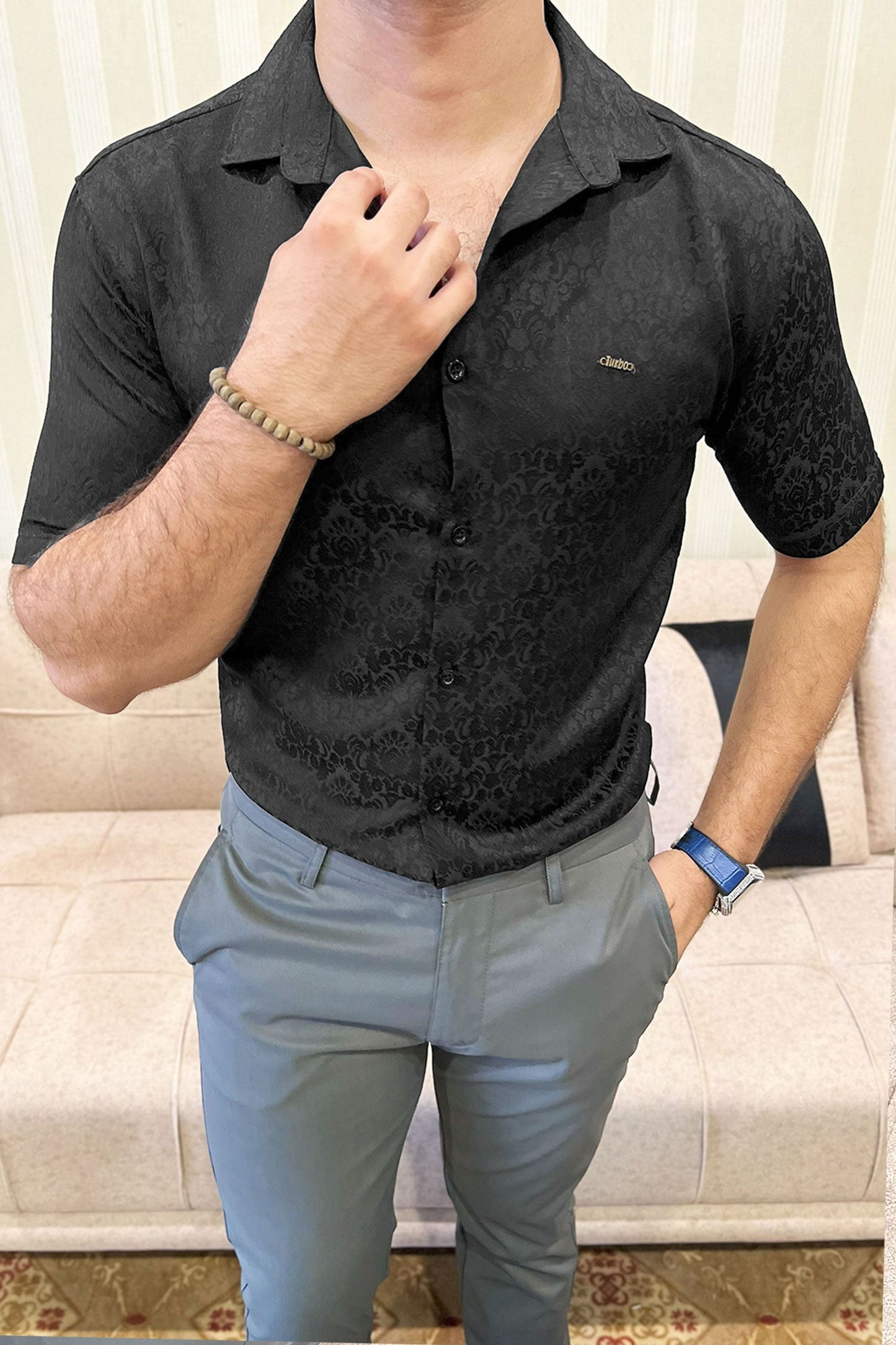 Turbo Designer Motif Floral Casual Shirt