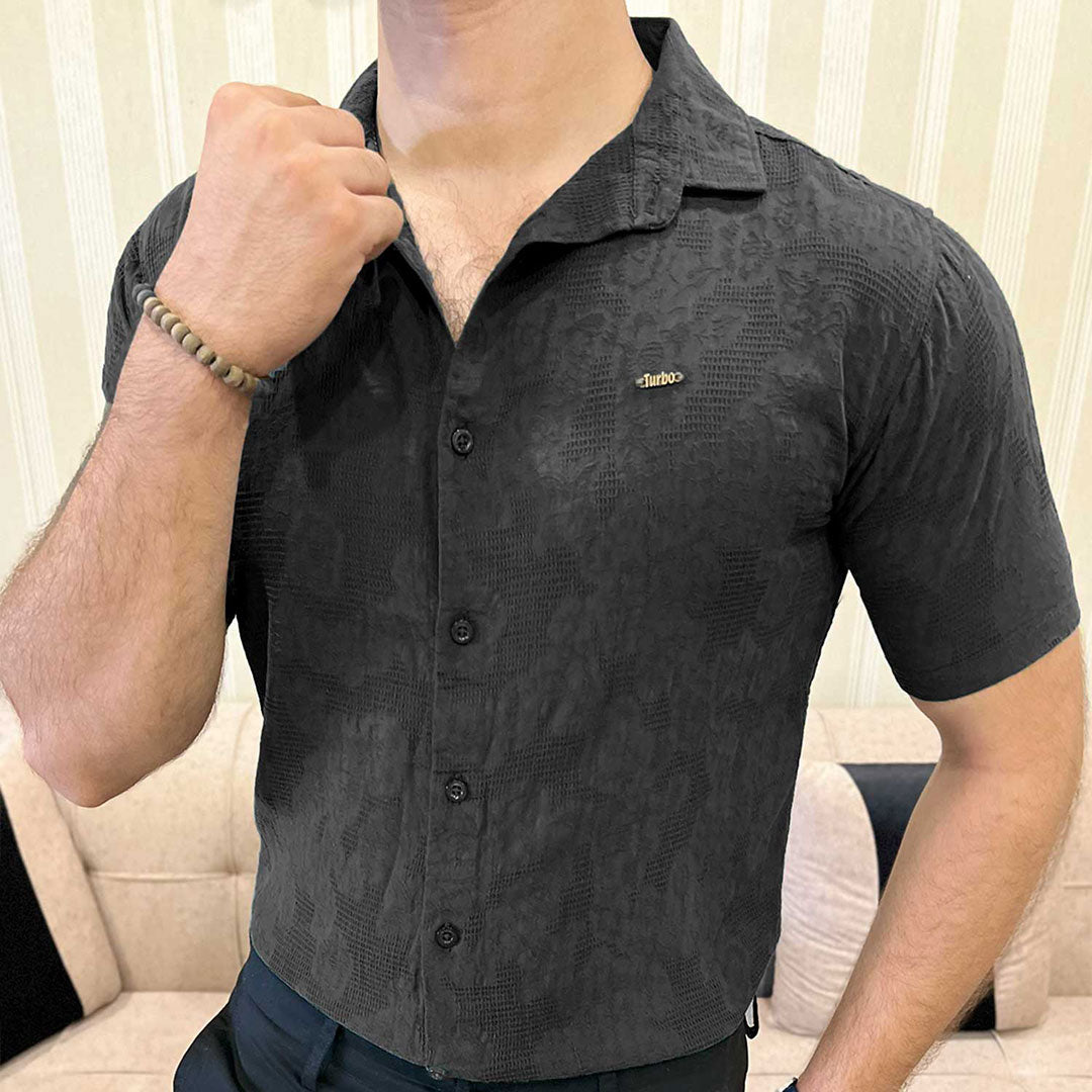 Turbo Artistic Touch Comfort Casual Shirt In Black