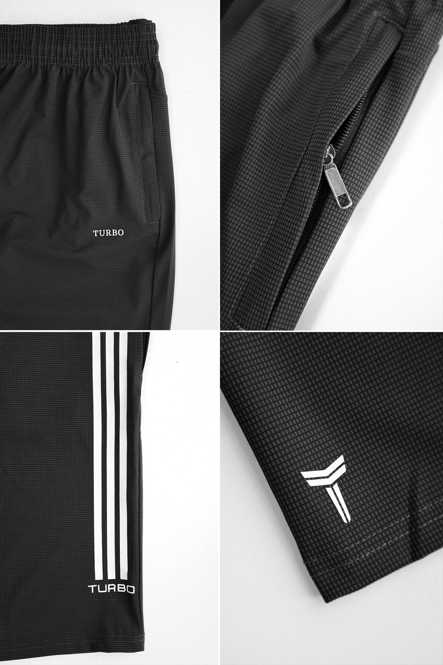 Turbo Trackside Triple Stripe Big Size Dry-Fit Men's Shorts