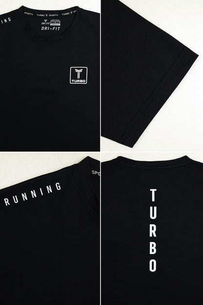 Turbo 'Aero-Flow' Perforated Running Dry-Fit Tee In Black