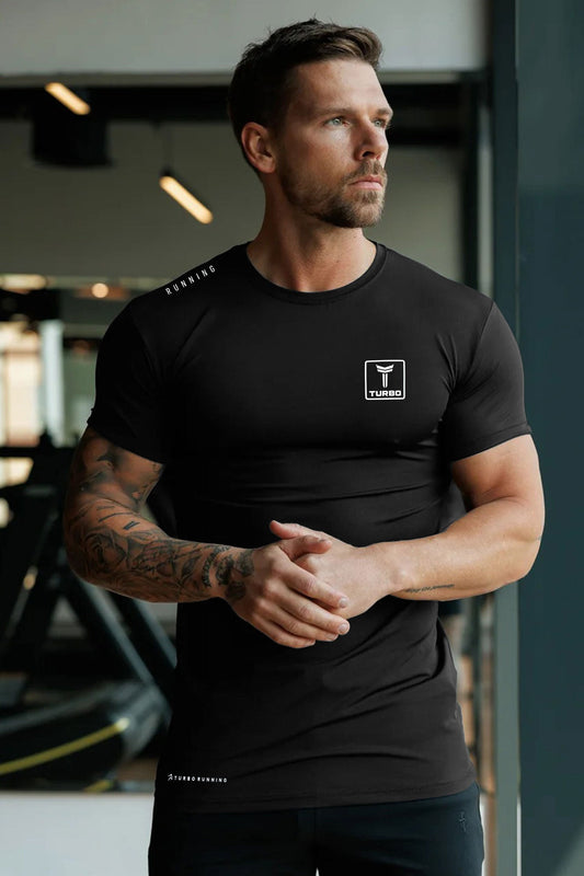 Turbo 'Aero-Flow' Perforated Running Dry-Fit Tee In Black
