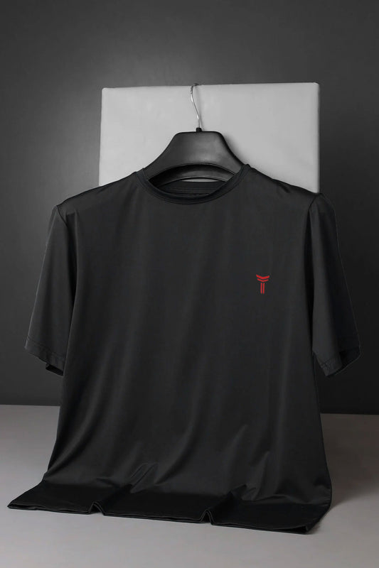 Turbo Font Typography Breathable Dry-Fit Tee In Black