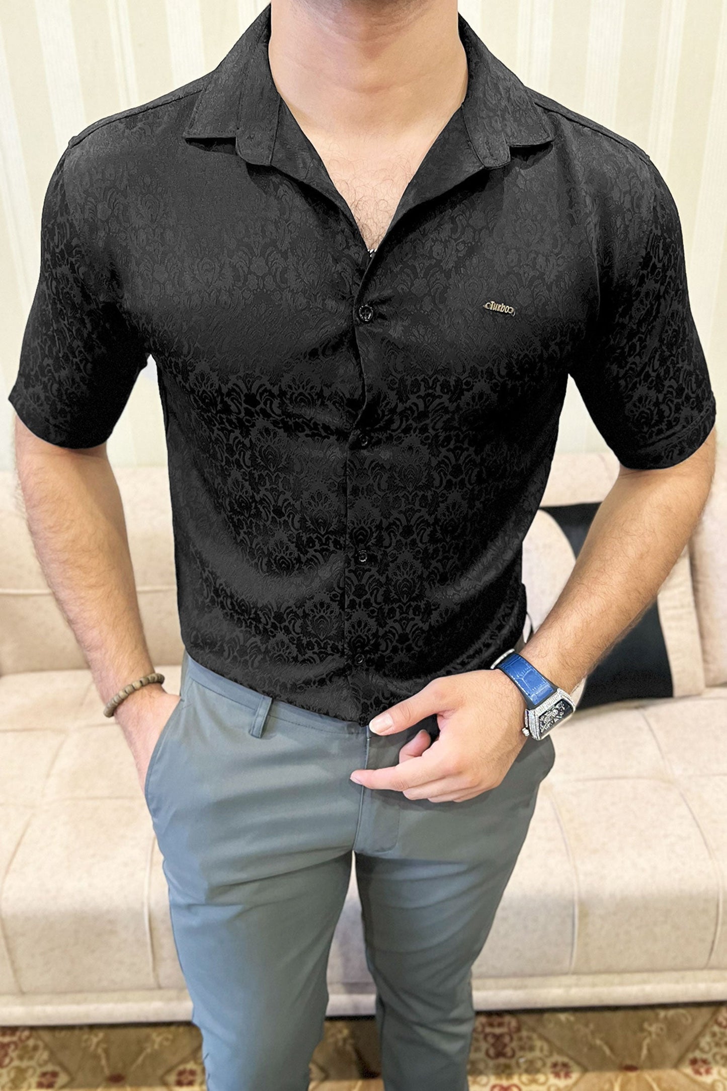 Turbo Designer Motif Floral Casual Shirt