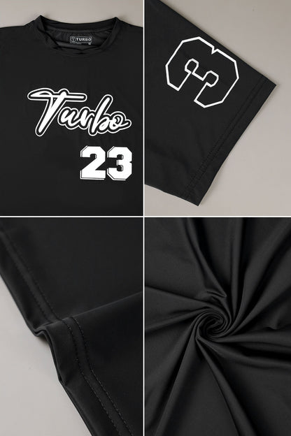 Turbo Heritage '23' Throwback Script Dry-Fit Tee In Black