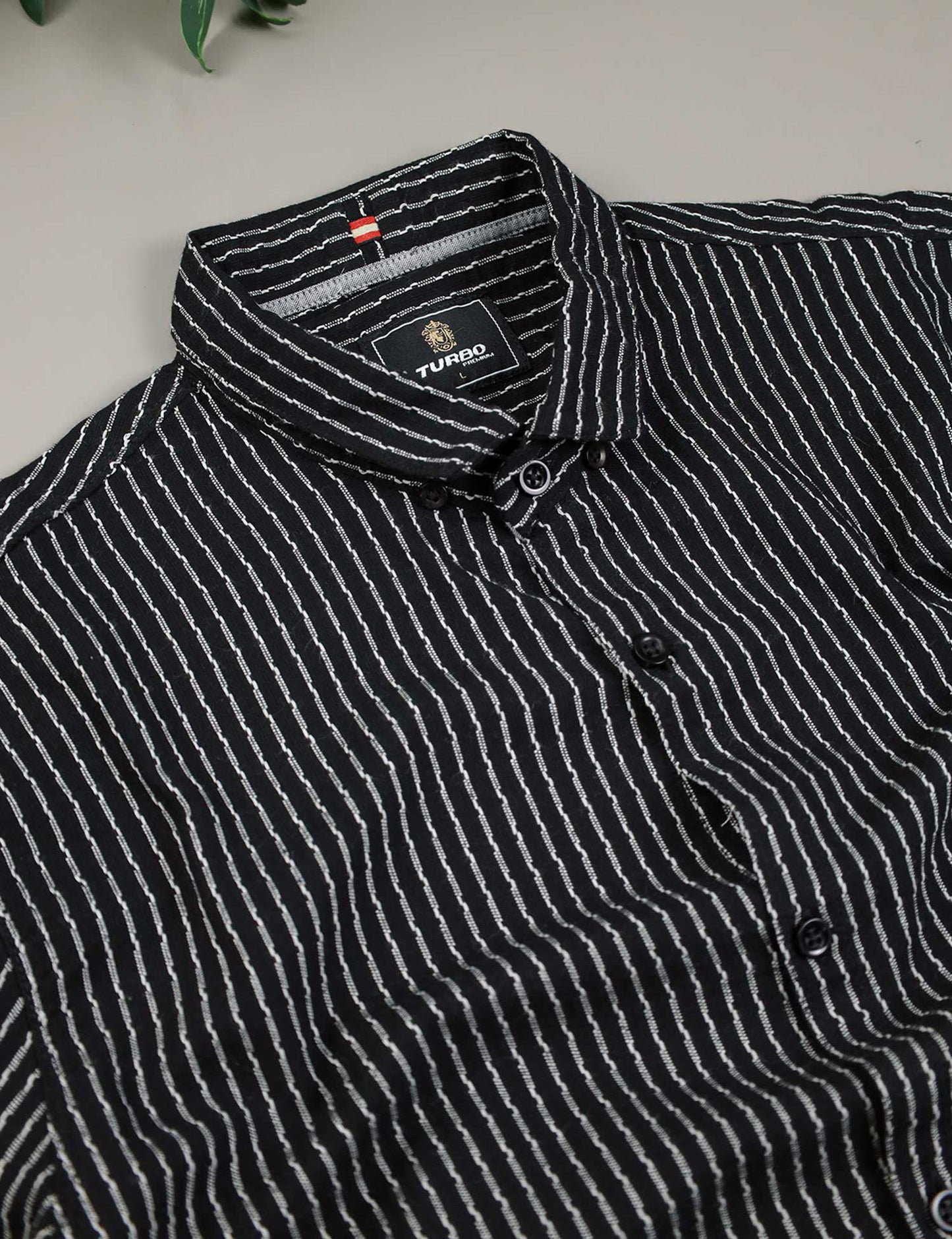 Turbo Lining Check Creation Long Sleeve Cotton Casual Shirt In Black