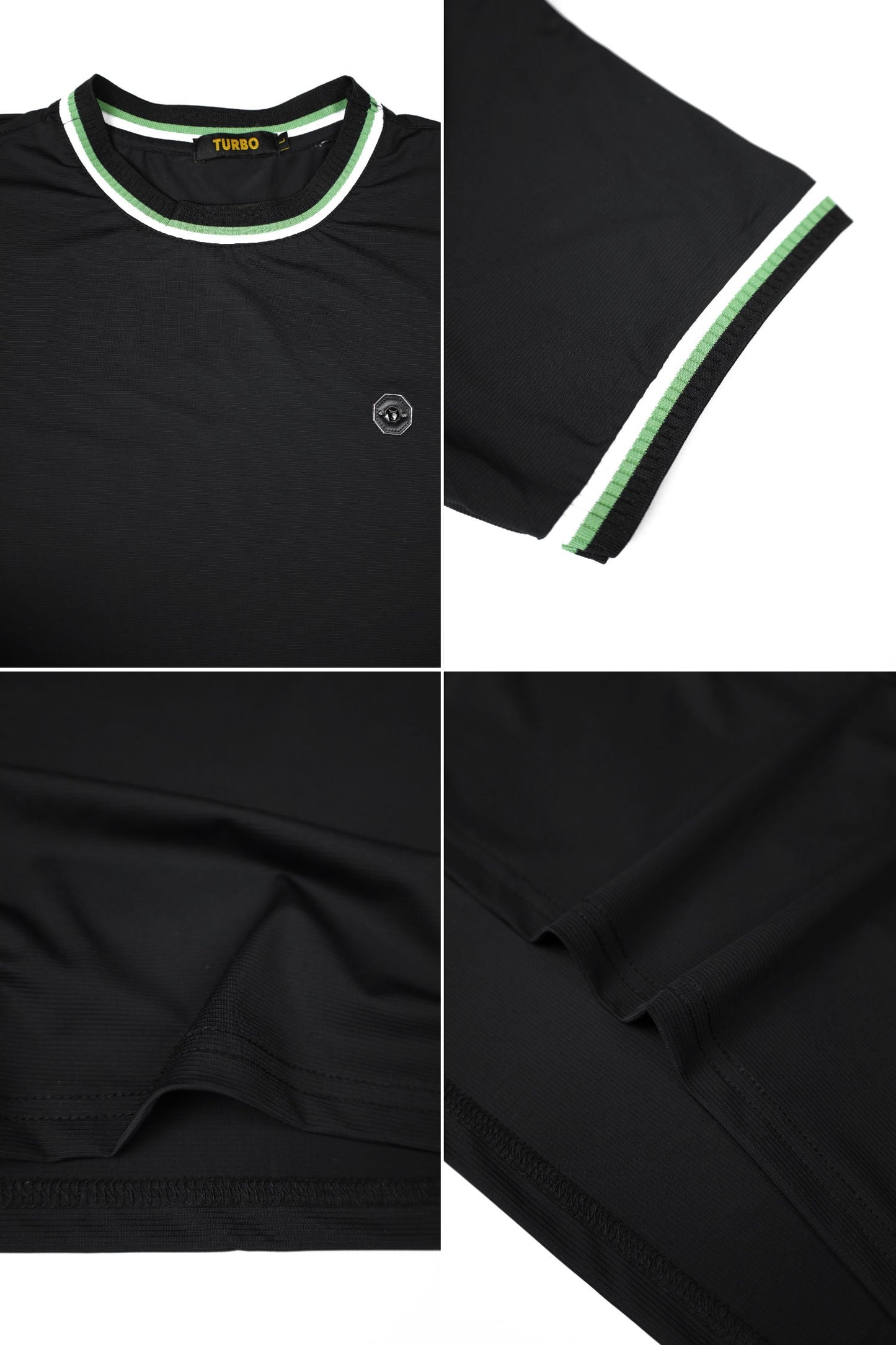 Turbo Contrast Tipping Crew Neck Tee In Black