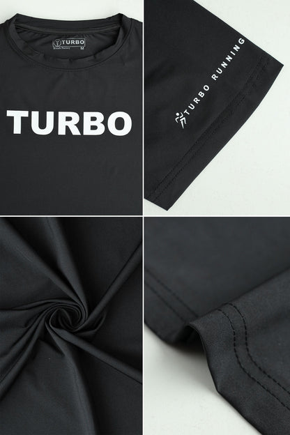 Turbo 'The Running Club' Performance Dry-Fit Tee In Black