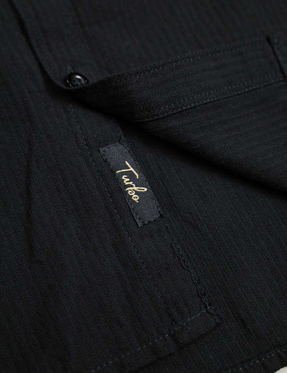 Turbo Self Lining Long Sleeve Cotton Casual Shirt In Black