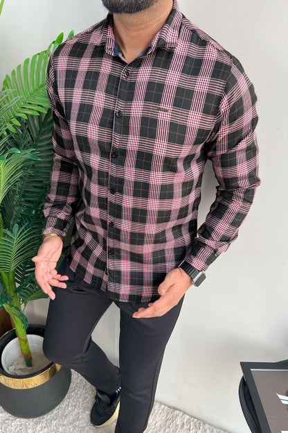 Turbo Plaid Pattern Creation Long Sleeve Cotton Casual Shirt