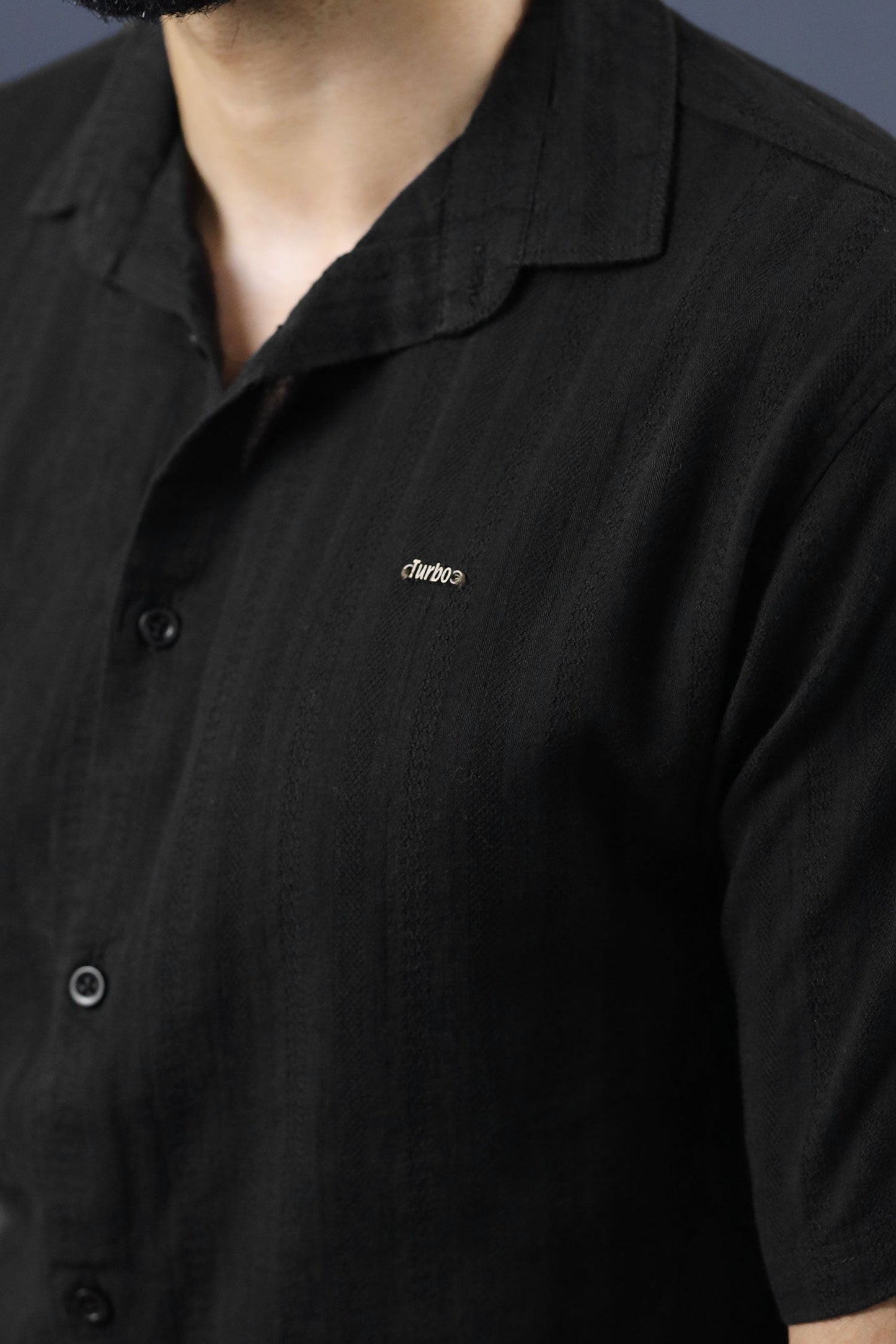 Turbo Endless Cool Embossed Casual Shirt In Black