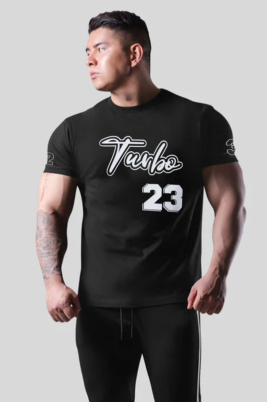 Turbo Heritage '23' Throwback Script Dry-Fit Tee In Black