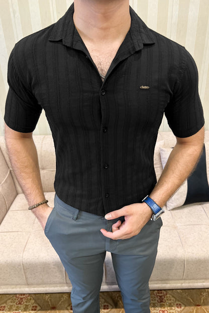 Turbo Wave Texture Crochet Casual Shirt