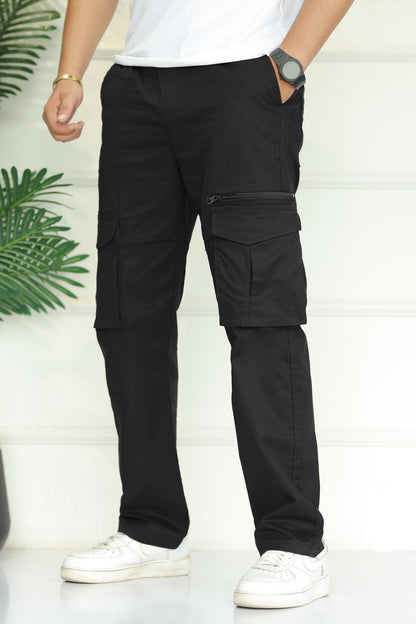 Turbo 'Recon' Division Zip-Detail Loose Bottom Cargo Trouser In Black