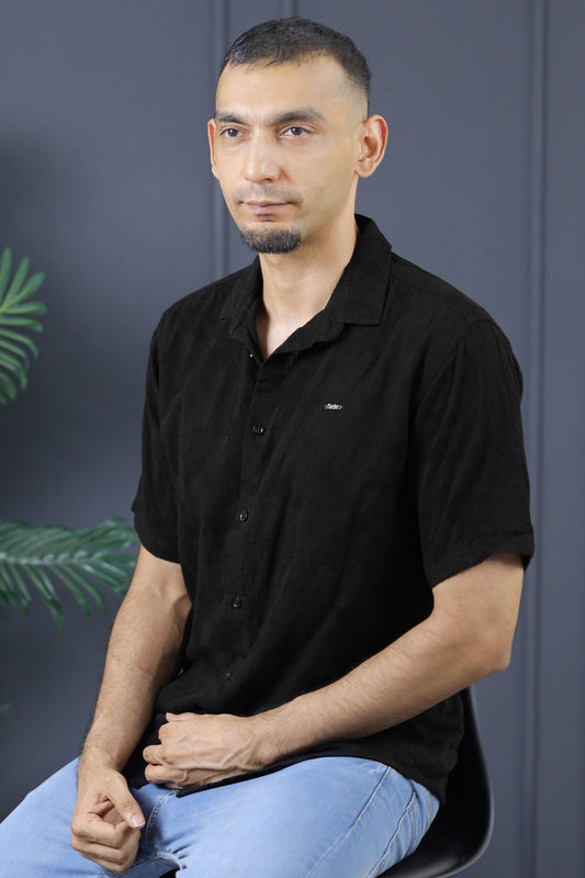 Turbo Artistic Touch Comfort Casual Shirt In Black