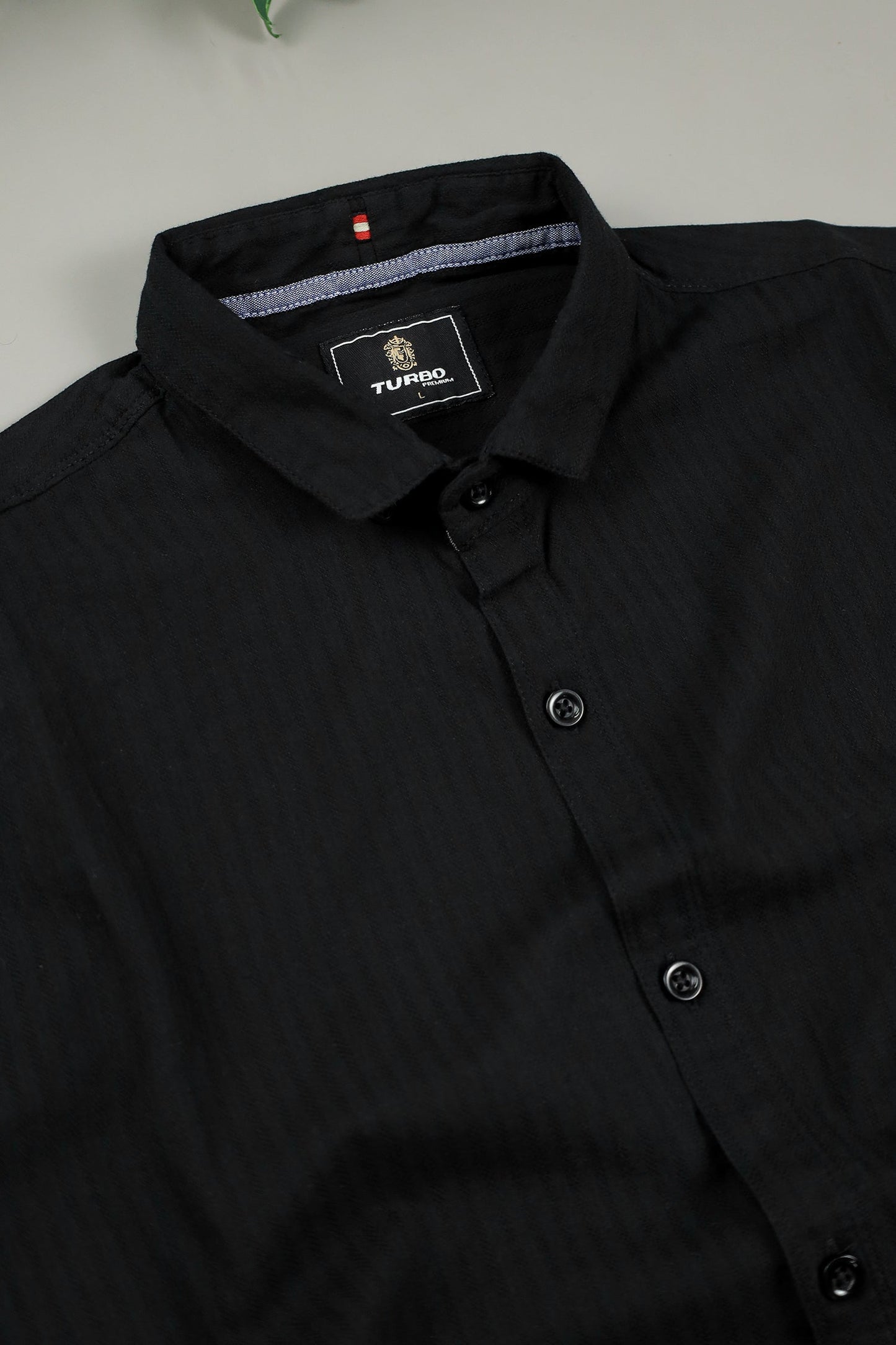 Turbo Organic MonoChromatic Long Sleeve Cotton Casual Shirt in Black