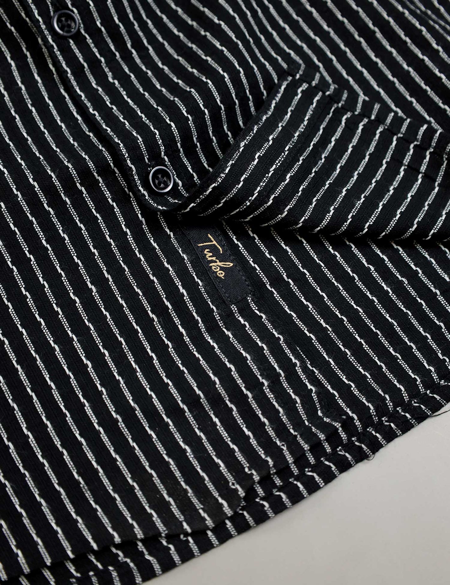 Turbo Lining Check Creation Long Sleeve Cotton Casual Shirt In Black