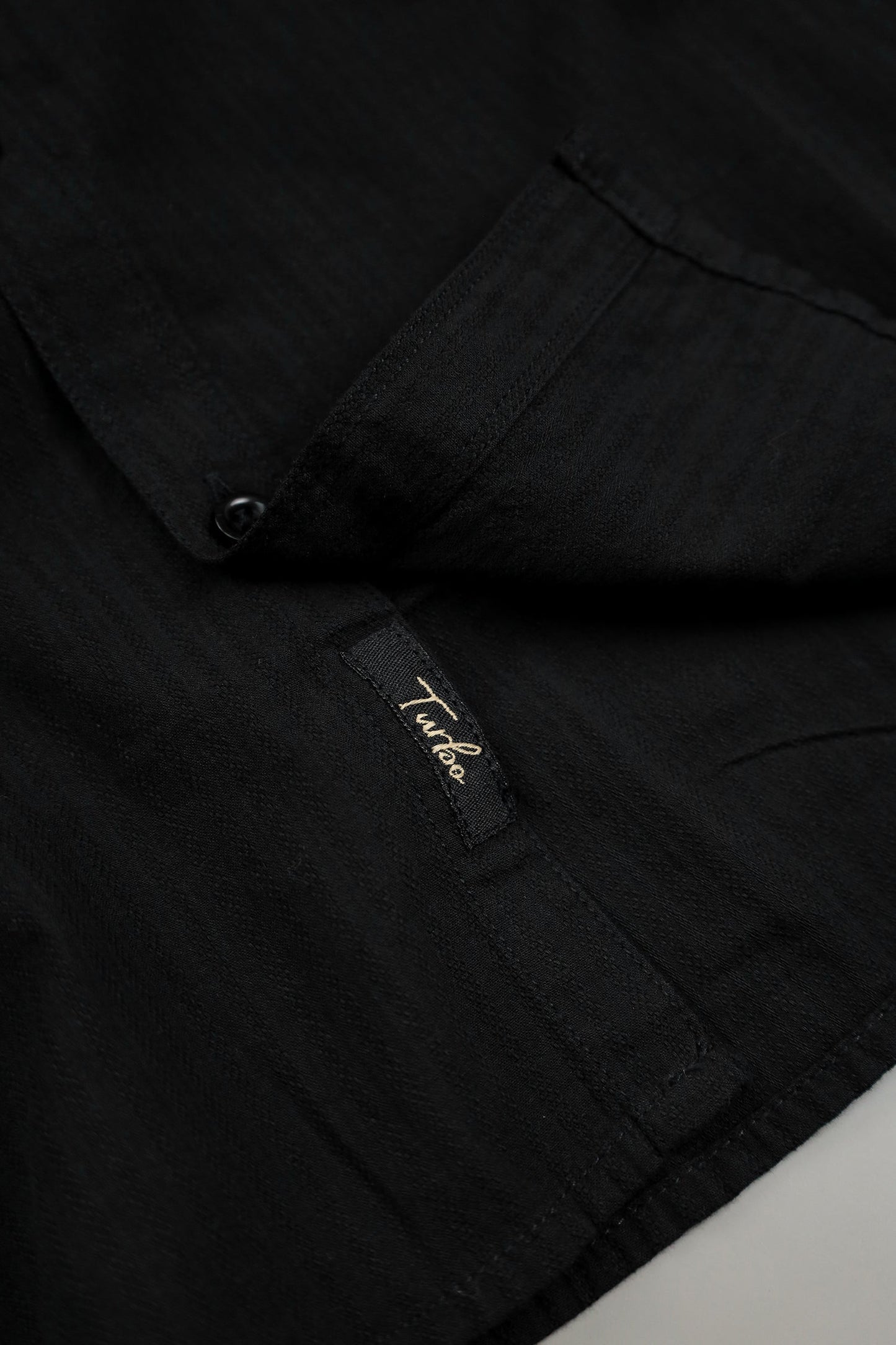 Turbo Organic MonoChromatic Long Sleeve Cotton Casual Shirt in Black