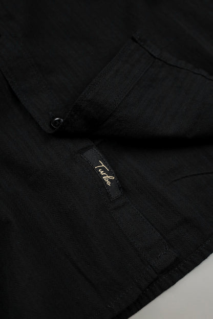 Turbo Organic MonoChromatic Long Sleeve Cotton Casual Shirt in Black