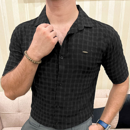 Turbo Premium Lightweight Half Sleeve Casual Shirt In Black