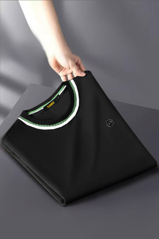 Turbo Contrast Tipping Crew Neck Tee In Black