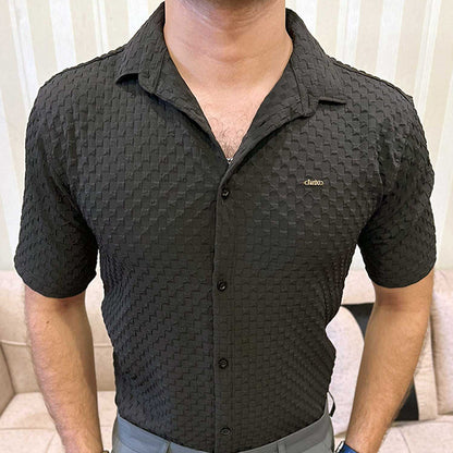 Turbo Popcorn Cuba Waffle Casual Shirt In Black