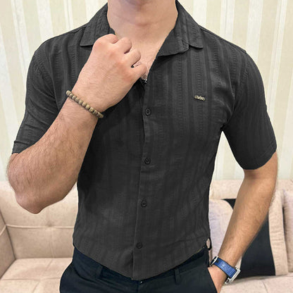 Turbo Endless Cool Embossed Casual Shirt In Black