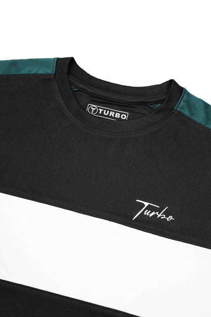 Turbo Color-Block Pannel Quick-Dry Tracksuit In Black