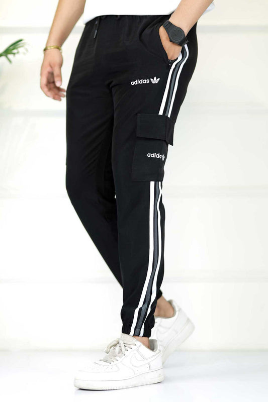 Adds Micro Stripes Slimfit Imported Sportswear Trouser In Black