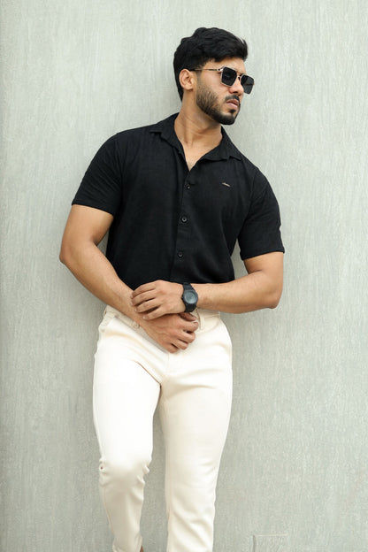 Turbo Artistic Touch Comfort Casual Shirt In Black