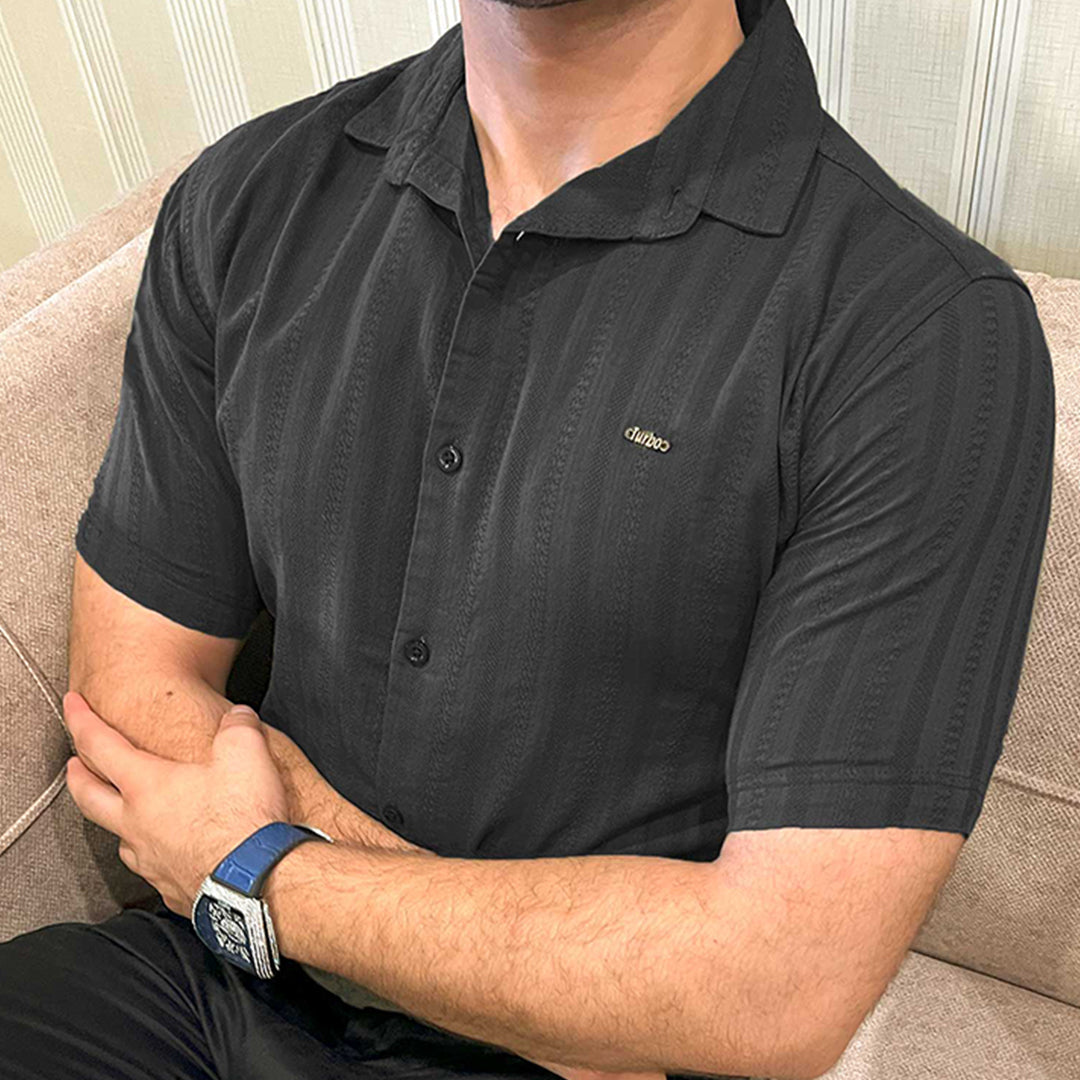 Turbo Endless Cool Embossed Casual Shirt In Black