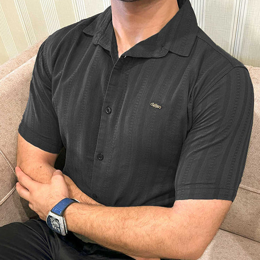 Turbo Endless Cool Embossed Casual Shirt In Black
