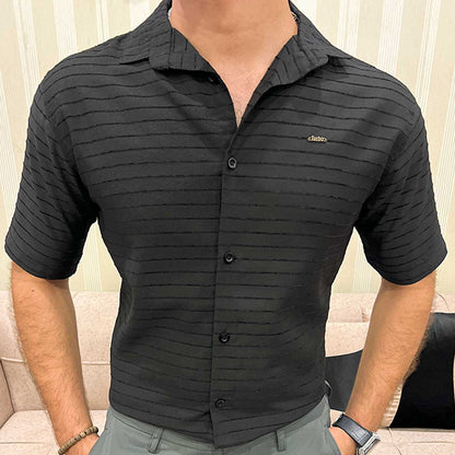 Turbo Snitch Striped Casual Shirt In Black