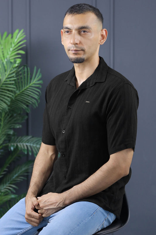 Turbo Endless Cool Embossed Casual Shirt In Black