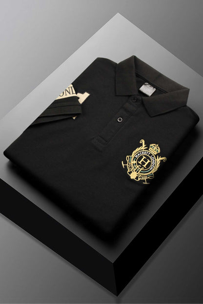 Hackt Lndn Heritage Crown Graphic Men's Polo Shirt In Black
