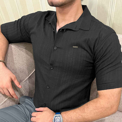 Turbo Textured Champ Casual Shirt In Black