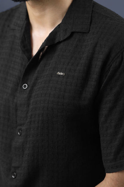 Turbo Designer Motif Embossed Casual Shirt In Black