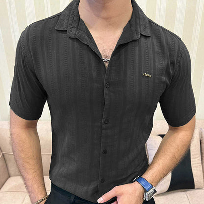 Turbo Endless Cool Embossed Casual Shirt In Black