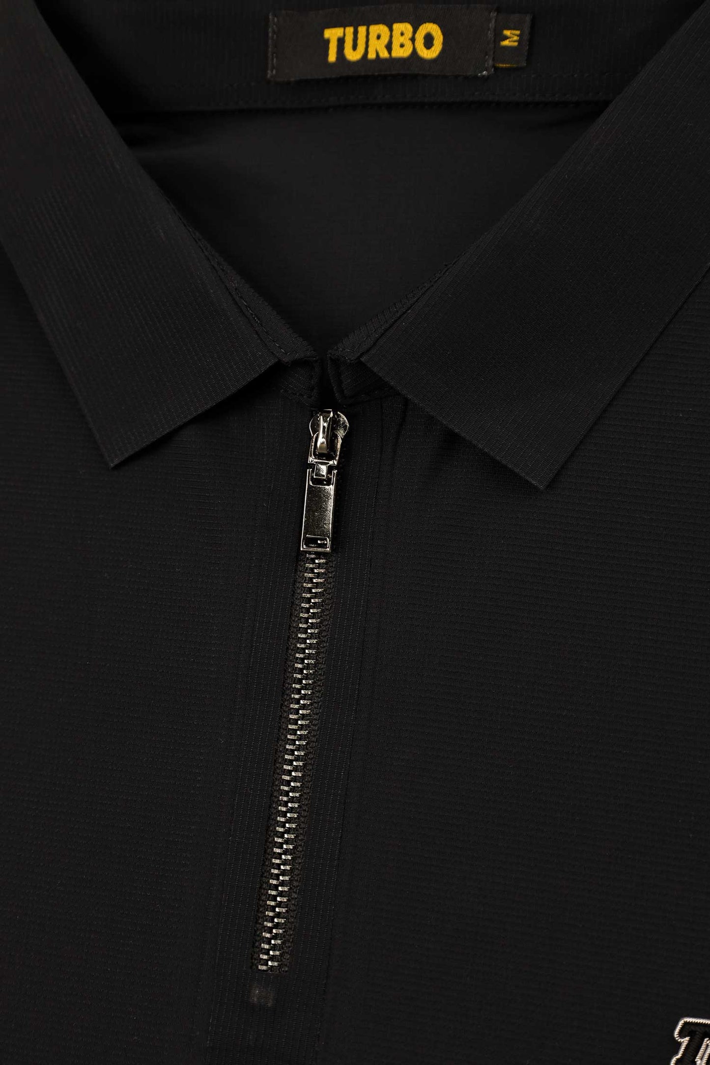 Turbo Signature Script Zip-Placket Men's Polo Shirt In Black