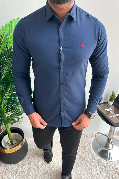 Polo Rph Lren Custom SlimFit Casual Shirt In Navy Blue